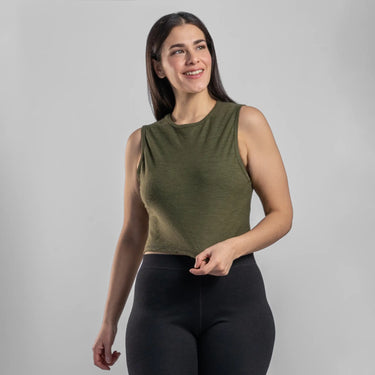 womens low impact crop tank ultralight color green