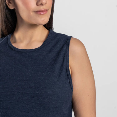 womens plastic free crop tank ultralight color navy blue