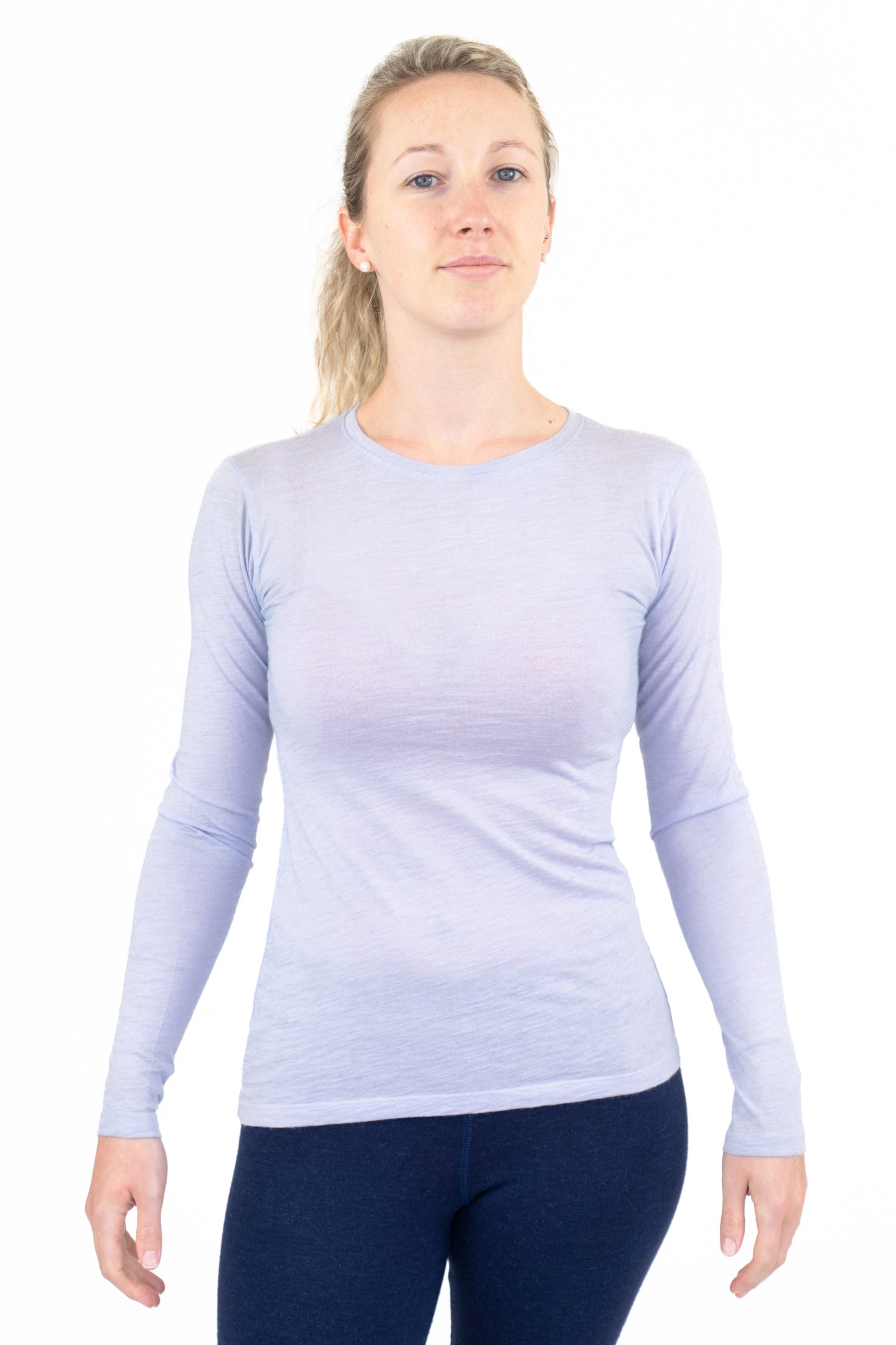 Women's Alpaca Wool Long Sleeve Base Layer: 110 Ultralight color Lilac