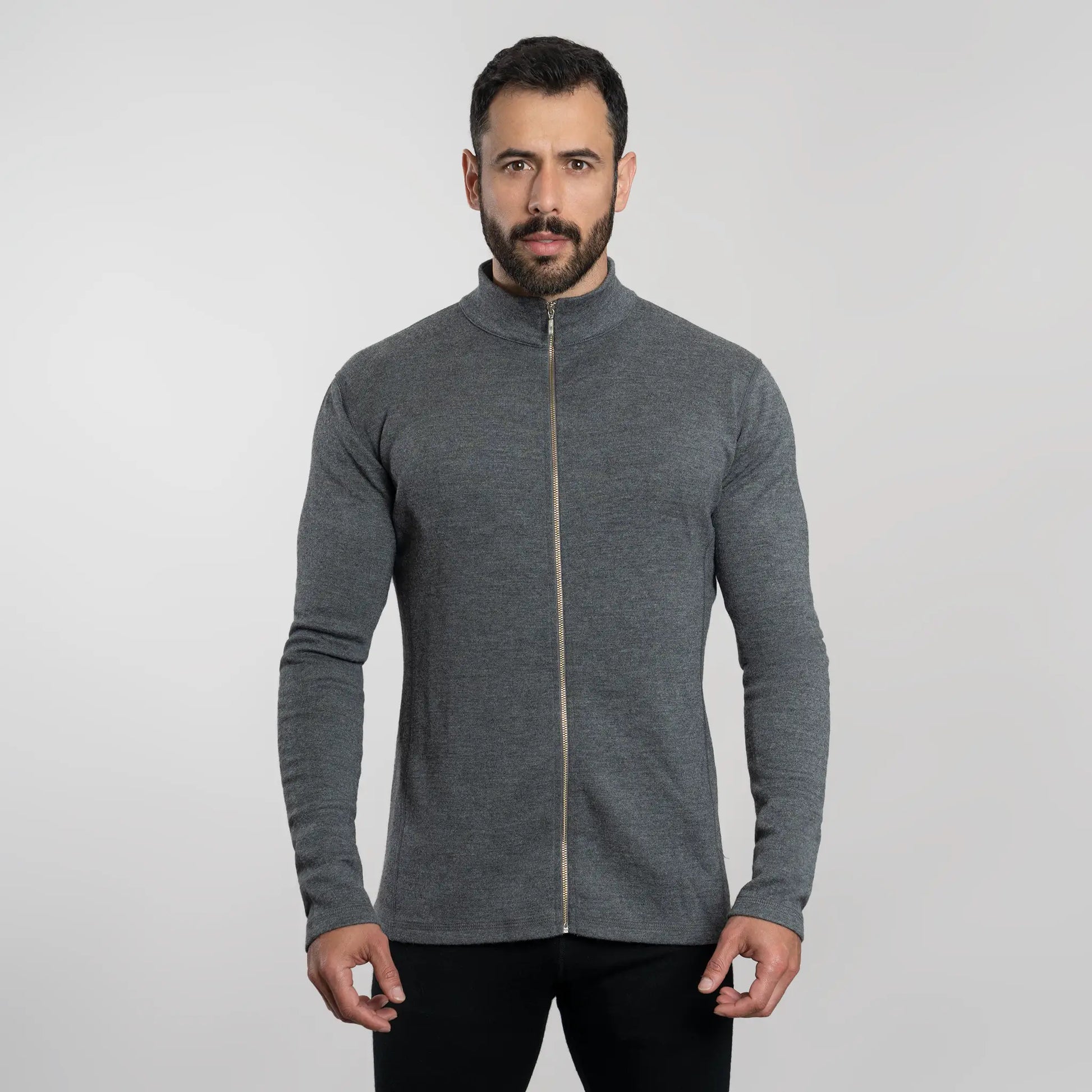 Men's Alpaca Wool Jacket: 420 Midweight Full-Zip color Gray