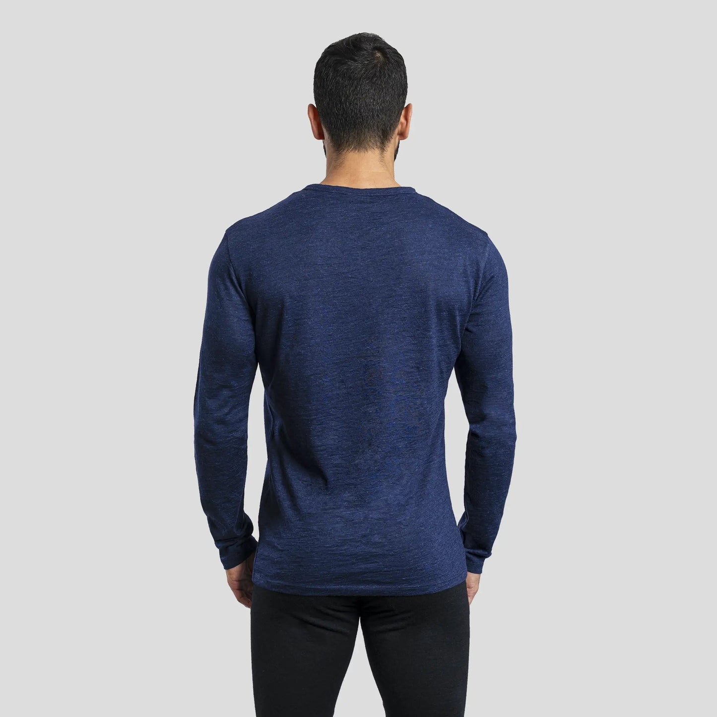Men's Alpaca Wool Long Sleeve Base Layer: 110 Ultralight color Navy Blue