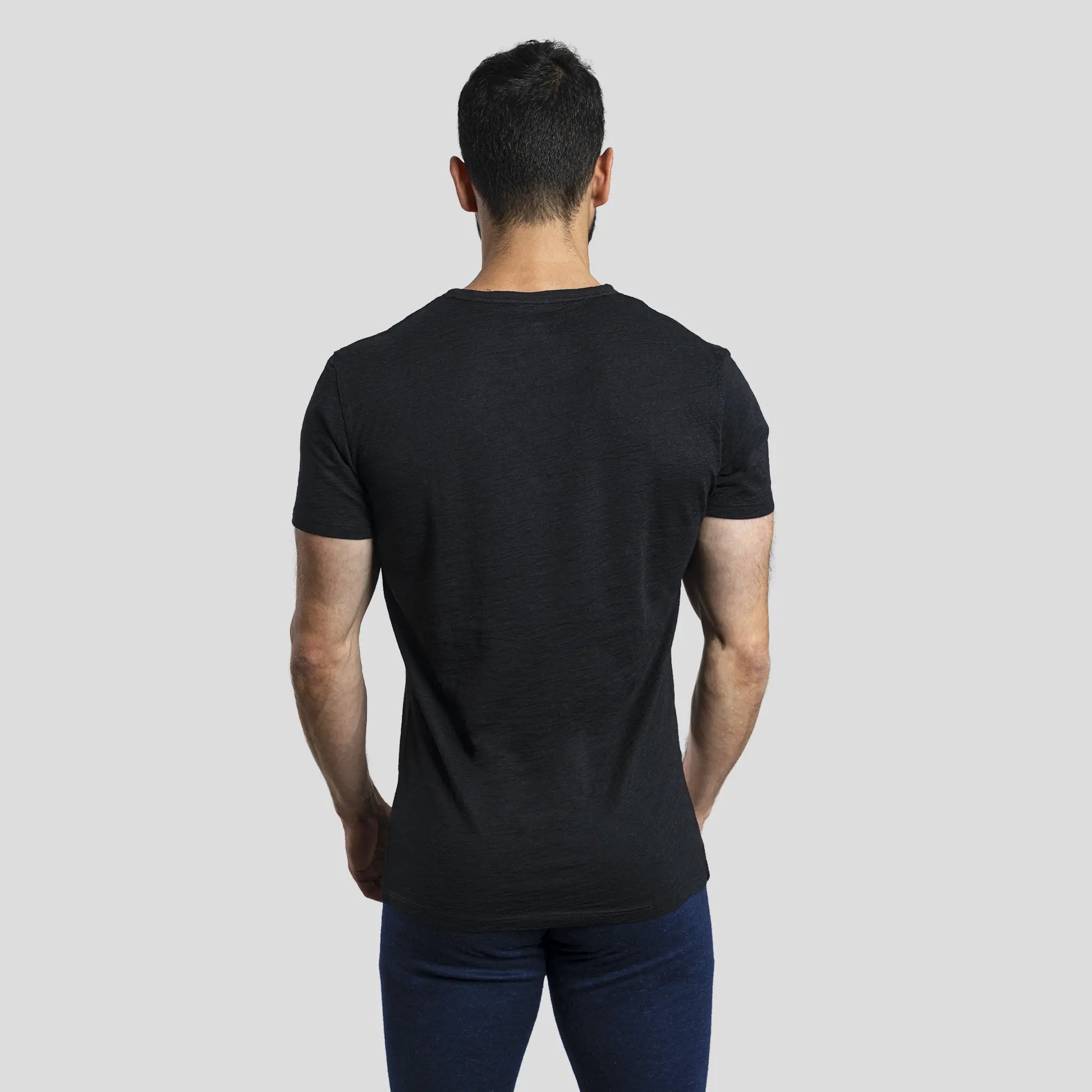 Men's Alpaca Wool T-Shirt: 160 Ultralight Crew Neck color Black