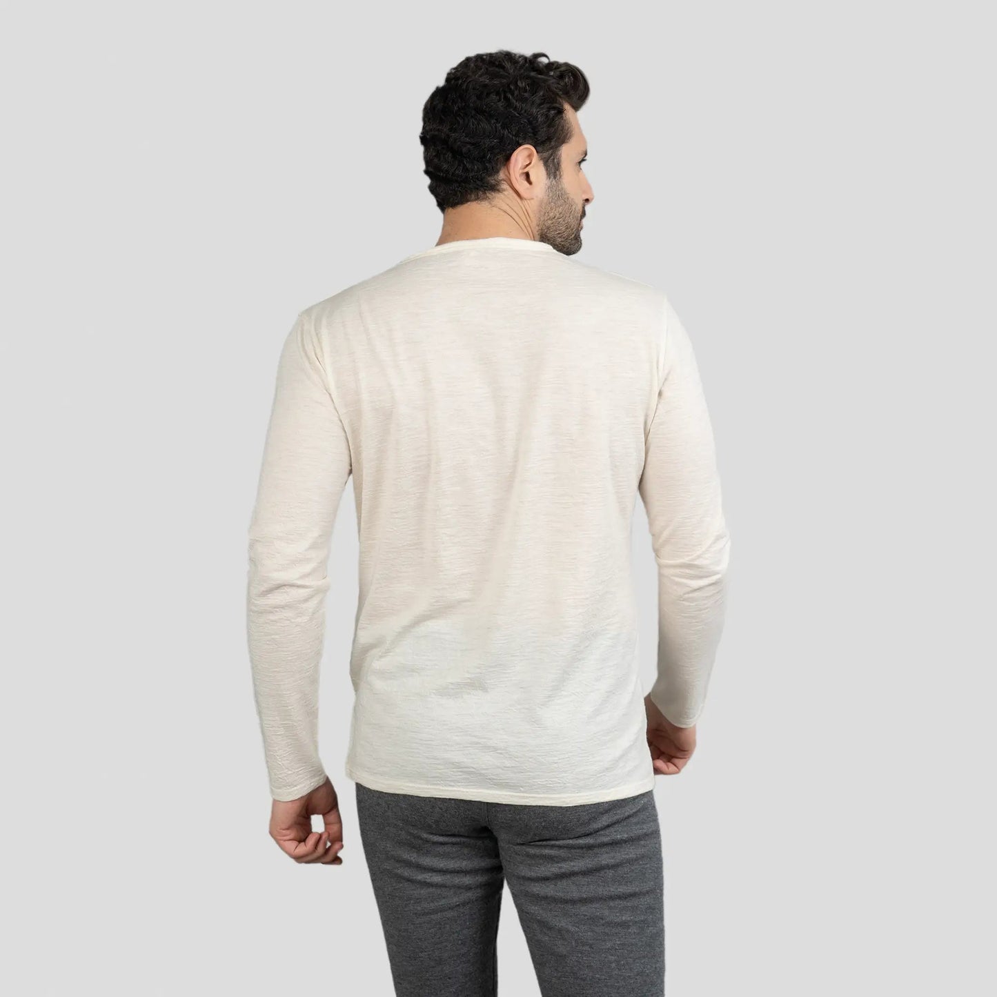Men's Alpaca Wool Long Sleeve Base Layer: 110 Ultralight color Natural White