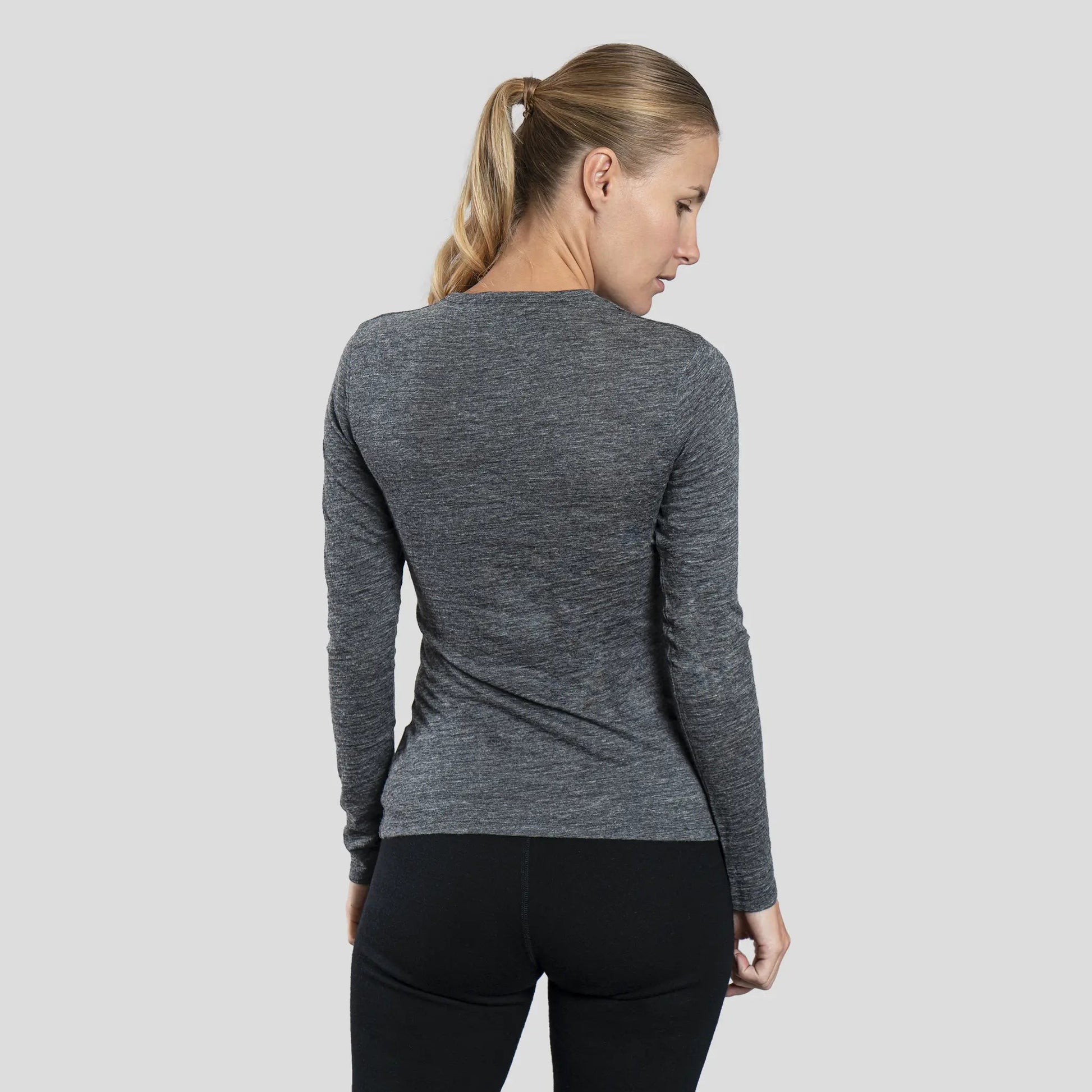 Women's Alpaca Wool Long Sleeve Base Layer: 110 Ultralight color Gray