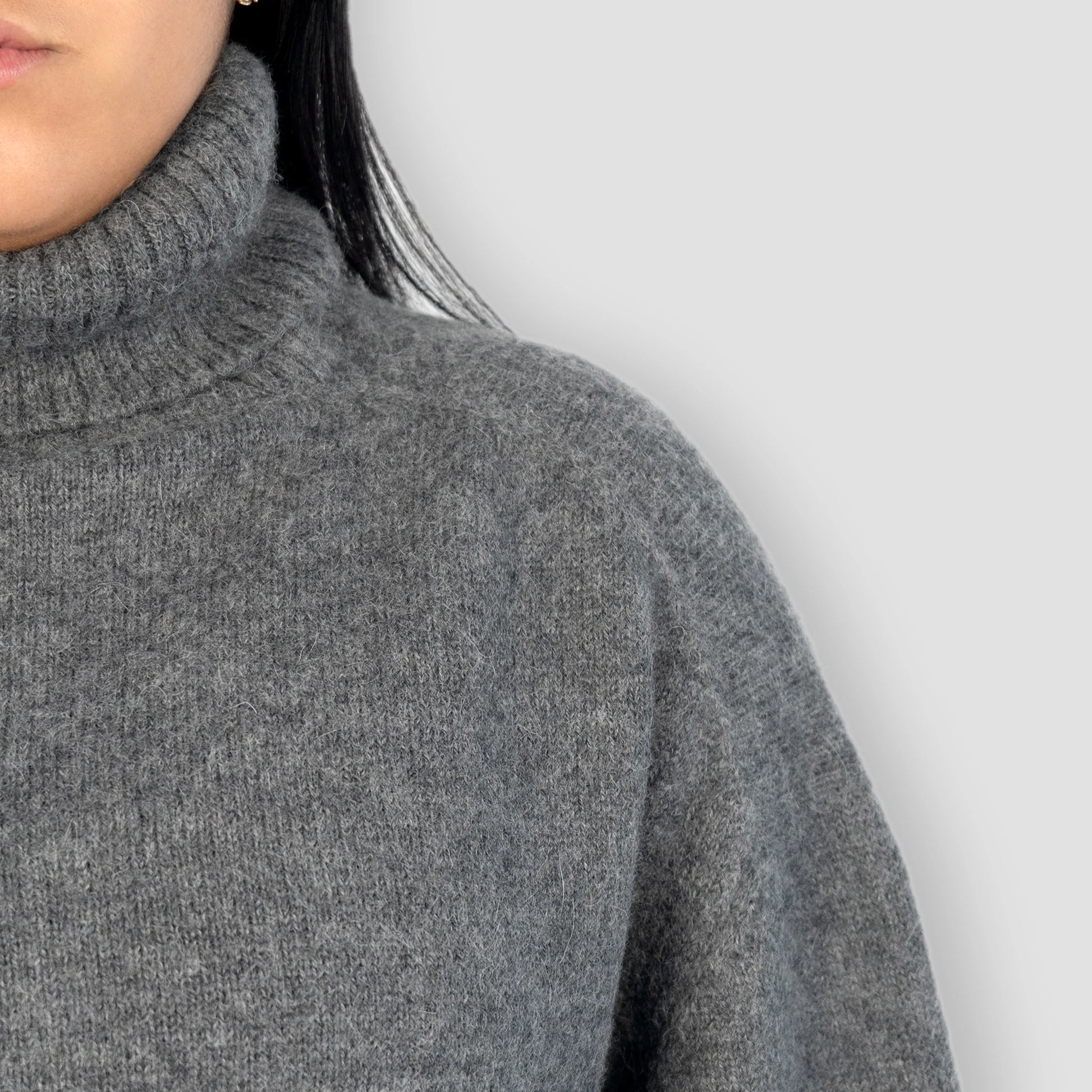 womens most sustainable alpaca turtleneck sweater color light gray